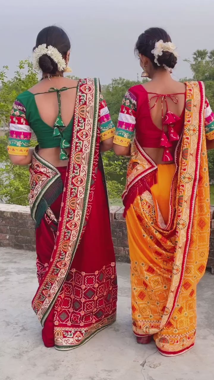 Shubh Laabh Yellow Panetar Patola wedding And Party Wear Saree