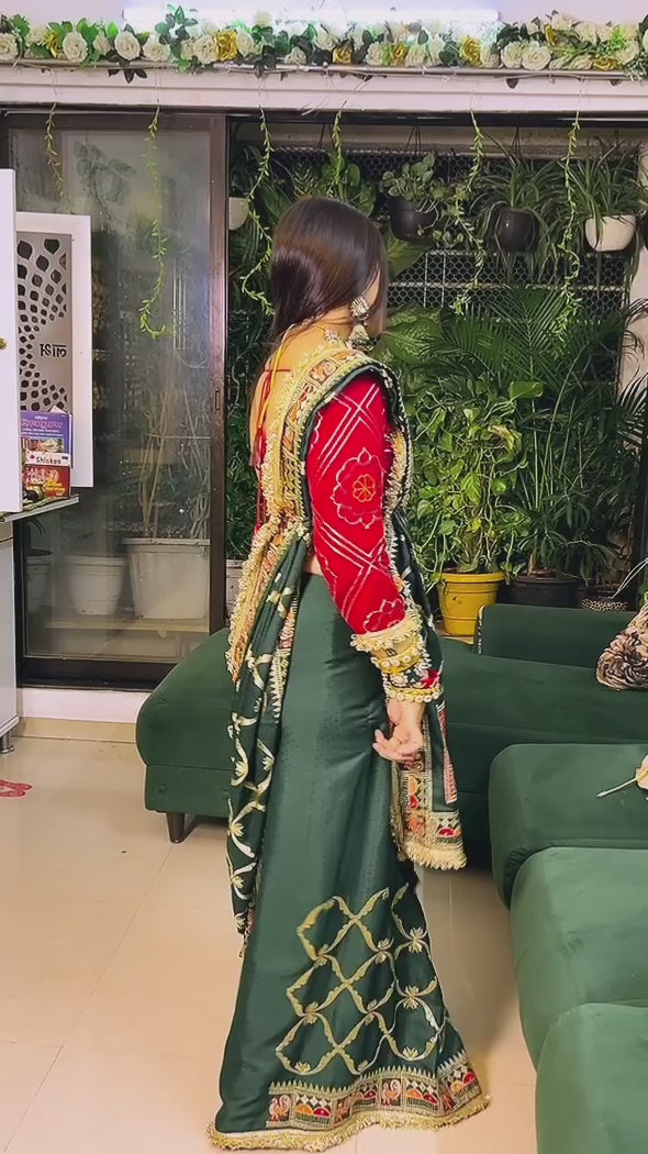 Green Colour Pure Jacquard Silk Occasion Special Saree