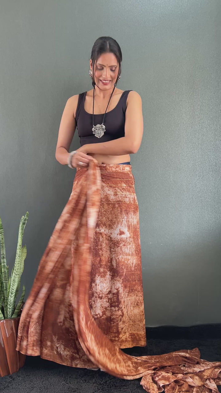 Brown Color Rangoli Silk Saree With Beautiful Blouse