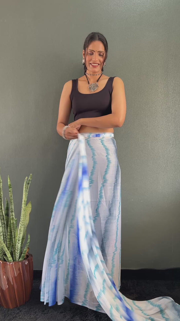 Blue Color Rangoli Silk Saree With Beautiful Blouse