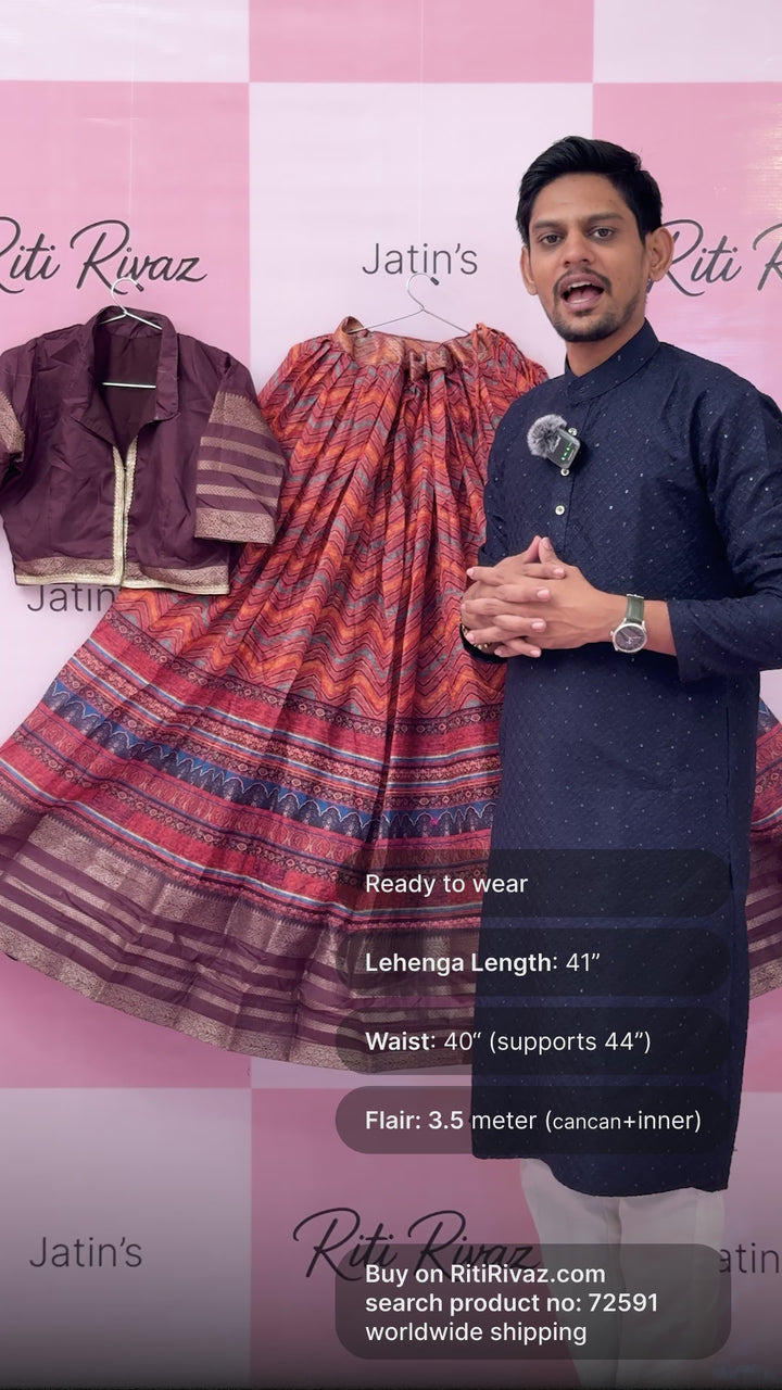 Multi Color Soft Silk Zig-Zag Prints Navratri Special Lehenga Choli for women