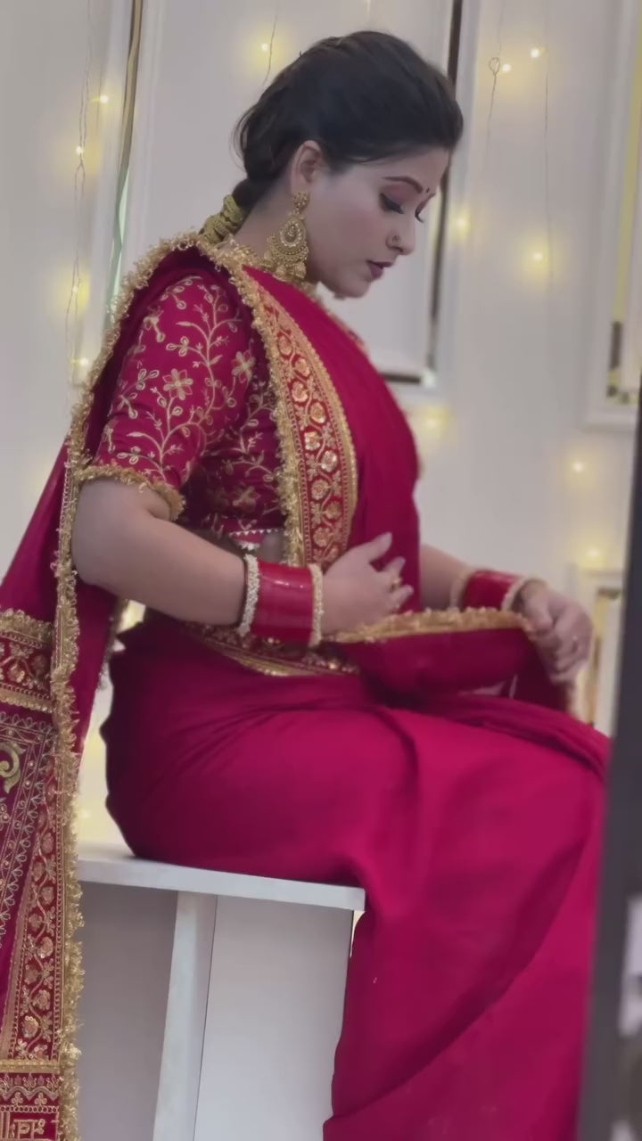 Wedding Special Pink Gold Panetar Saree With Blouse