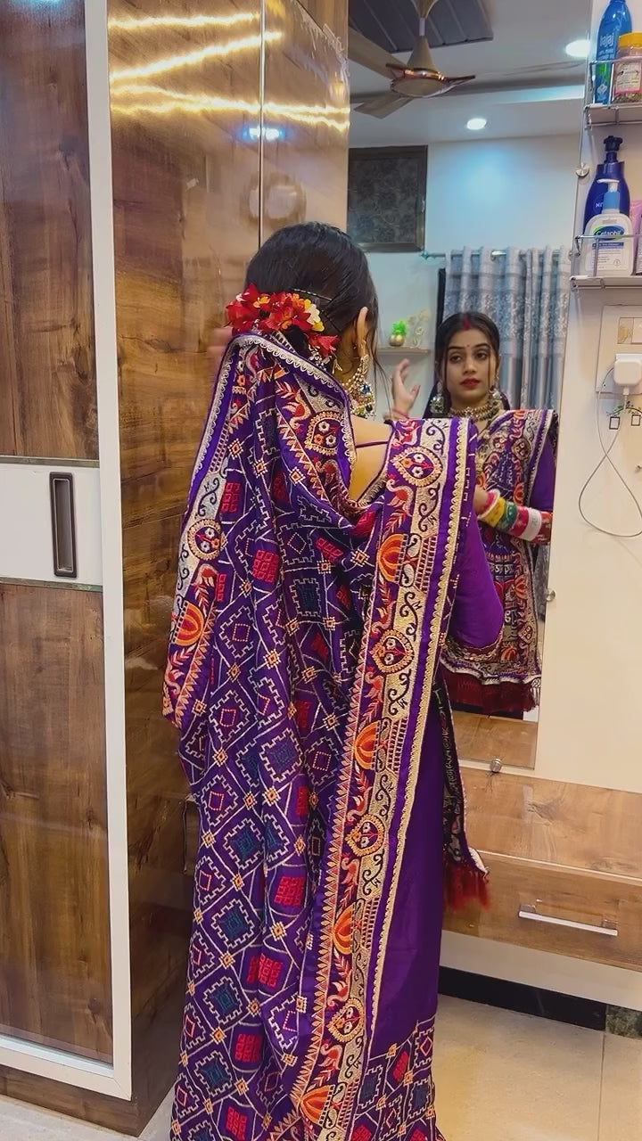 Shubh Laabh Purple Panetar Saree For wedding And Baby Shower Special Collection