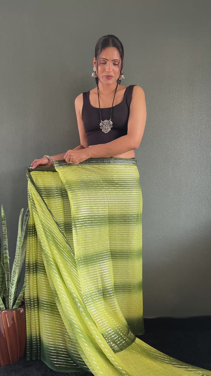 Lemon Yellow Color Georgette Saree With Beautiful Blouse