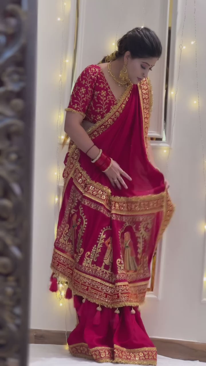 Wedding Special Pink Gold Panetar Saree With Blouse