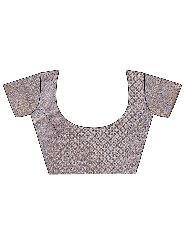 Gray Colour Organza Saree Weaving work With Blouse Piece