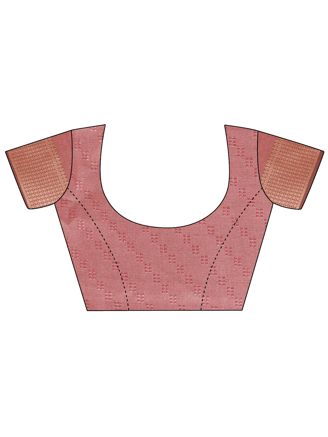 Peach Colour Organza Saree Weaving Work With Blouse Piece