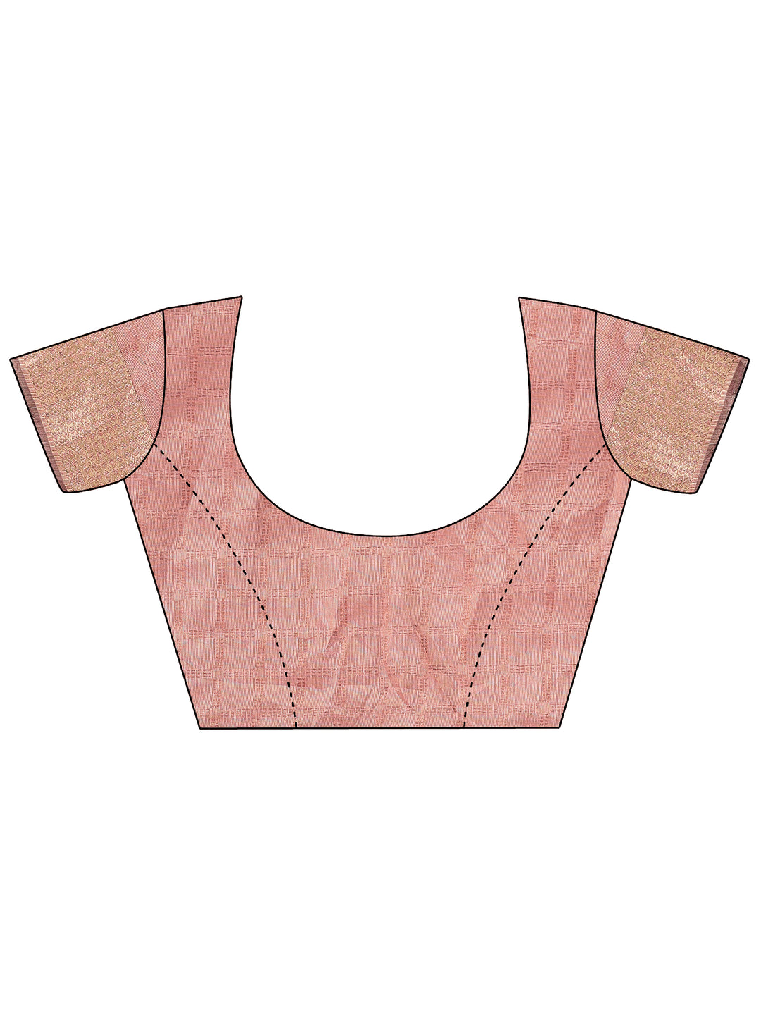 Peach Colour Organza Saree Weaving Work With Blouse Piece