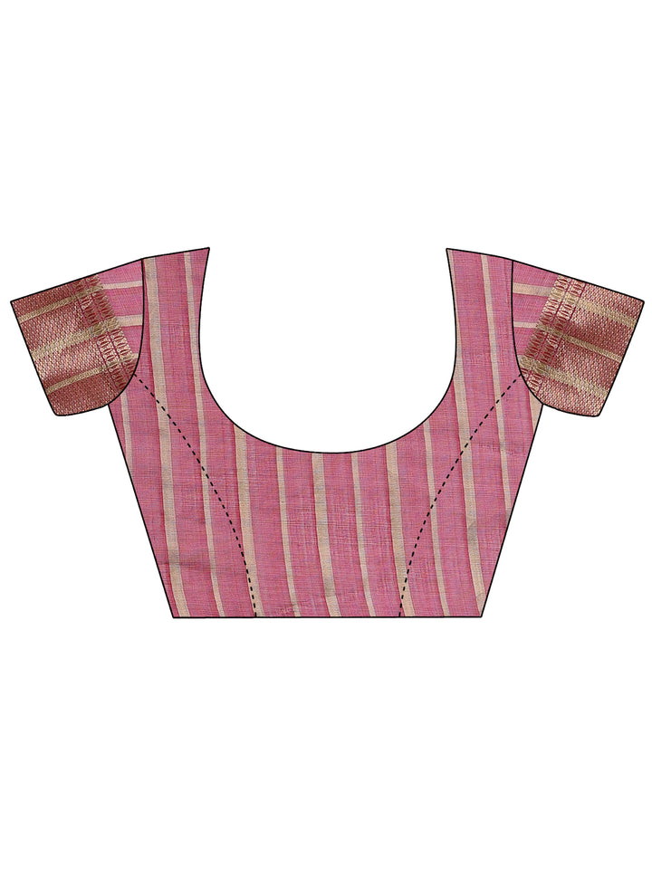 Magenta Colour Organza Saree Weaving Work With Blouse Piece