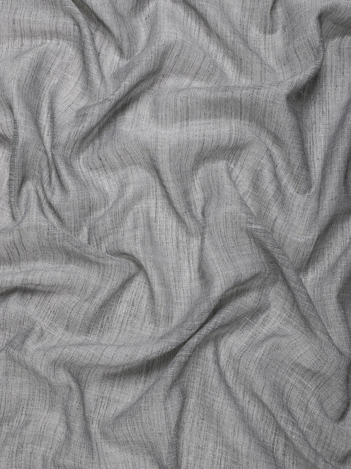 Dark Gray Colour Linen Cotton Printed Work Saree With Blouse Piece