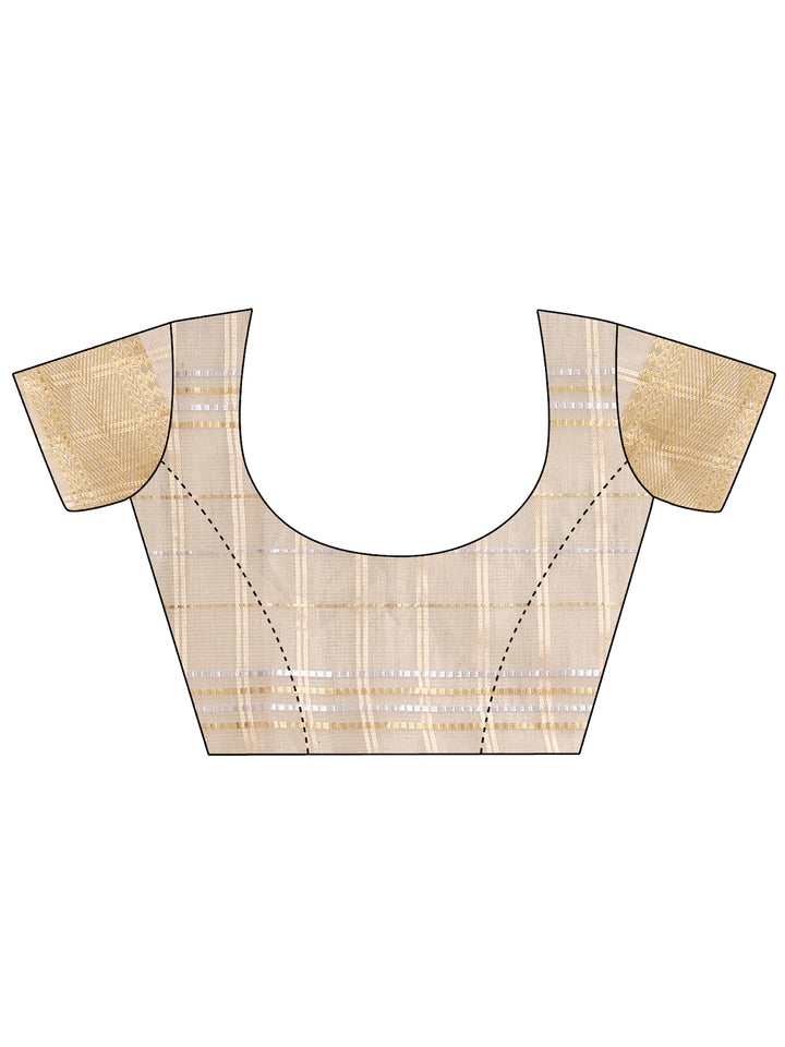 Beige Colour Organza Saree Weaving Work With Blouse Piece