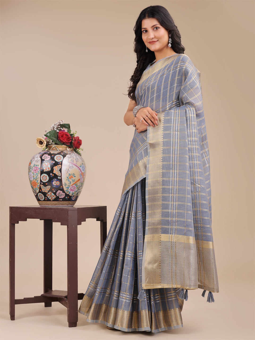 Sky Blue Colour Organza Saree Weaving Work With Blouse Piece