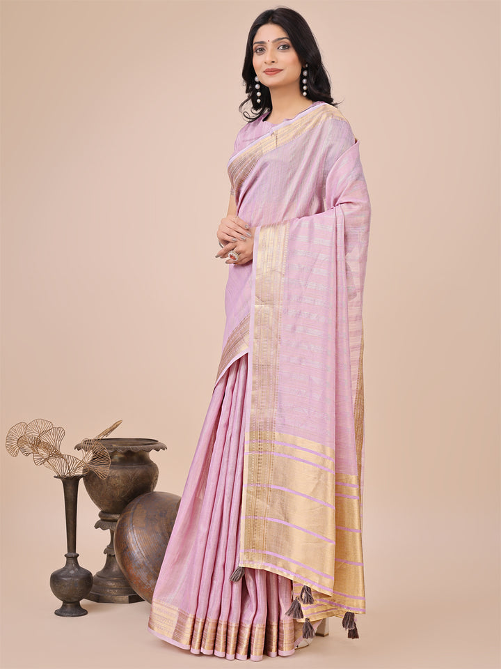 Light Pink Colour Organza Weaving Work Saree With Blouse Piece