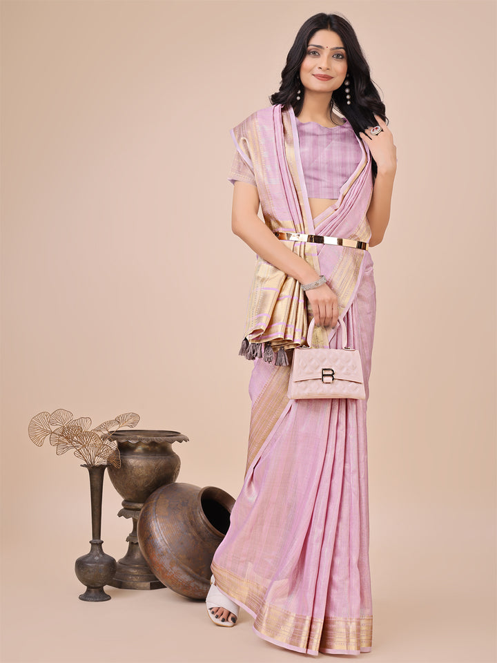 Light Pink Colour Organza Weaving Work Saree With Blouse Piece