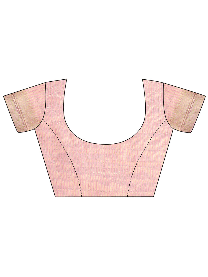 Light Pink Colour Organza Saree Weaving Work With Blouse Piece