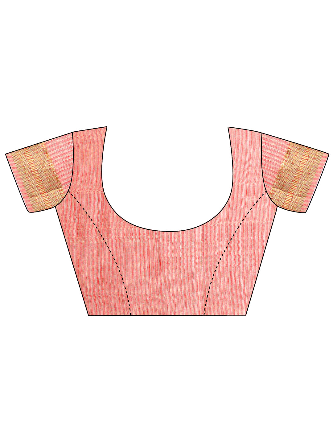 Peach Colour Organza Saree Weaving Work With Blouse Piece
