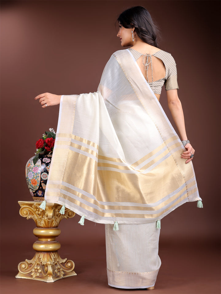 Gray Colour Cotton Printed Work Saree With Blouse Piece